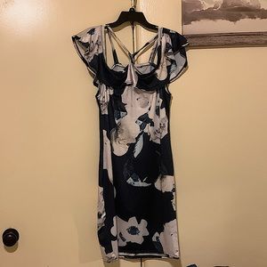 Blue and white flowered dress